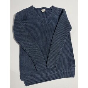 Vintage L.L. Bean 100% Cotton Knit Sweater Womens S Blue Thick Cozy